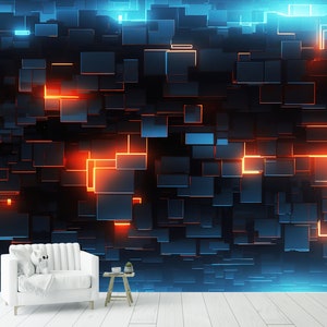 Geometrisches Dekor-Spielezimmer-Tapete und Wandbild Teen Gaming Room Peel and Stick Selbstklebende Art-Deco-Tapete