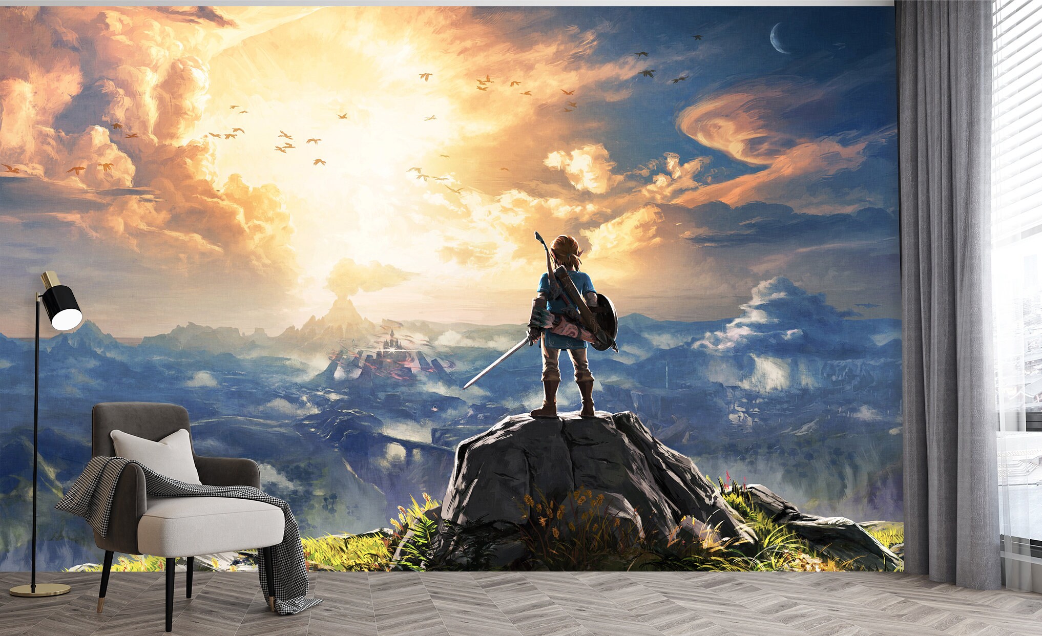 Mural Wall Art Zelda Gaming Art Wallpaper Peel and Stick Vinyl Etsy UK