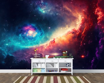 Cosmic Galaxy Peel and Stick Wallpaper Mural, Starry Sky Astronomy