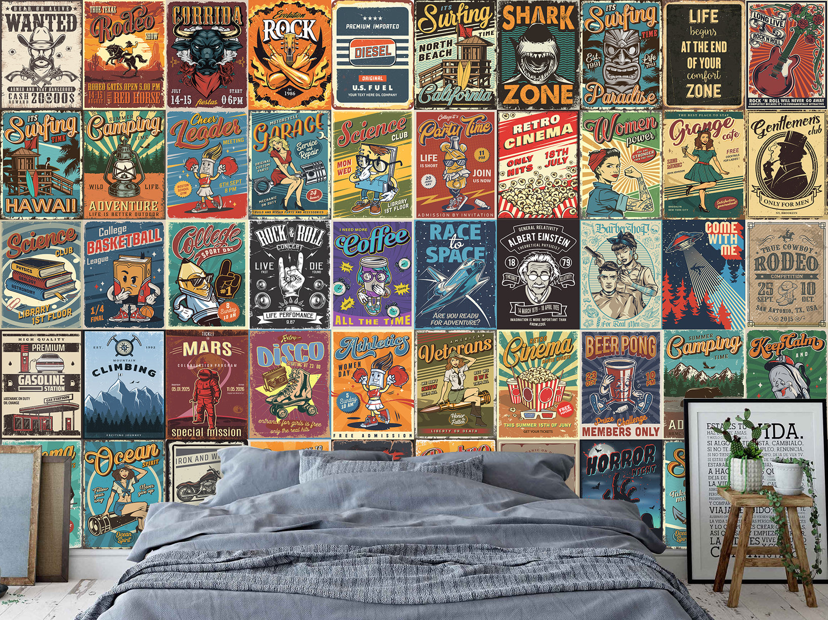 Vintage retro wallpaper discount