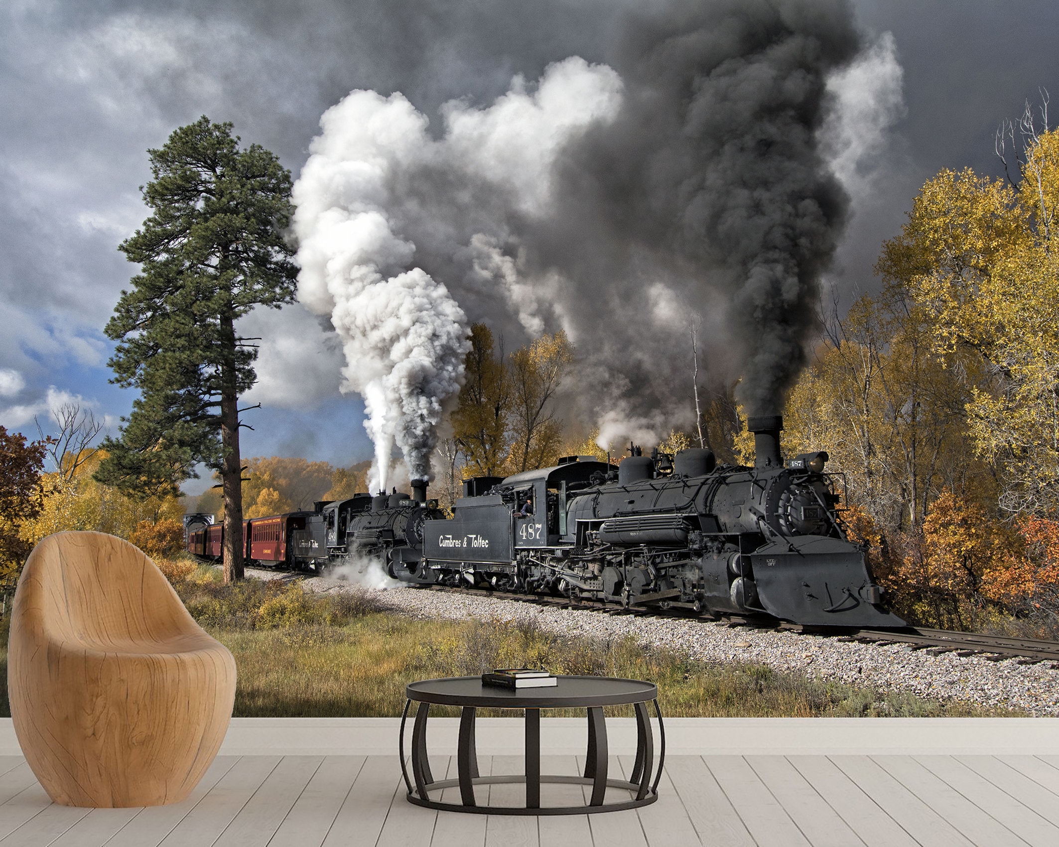 Mural Wallpaper Train Wall Art Peel and Stick Wallpaper - Etsy