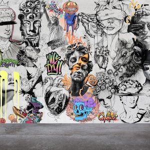 Graffiti Street Art Wallpaper Urban Street Art Modern & Collag Street Griechische und römische Statuen Schälen und Aufkleben Wandbild eco Home Teen Zimmer