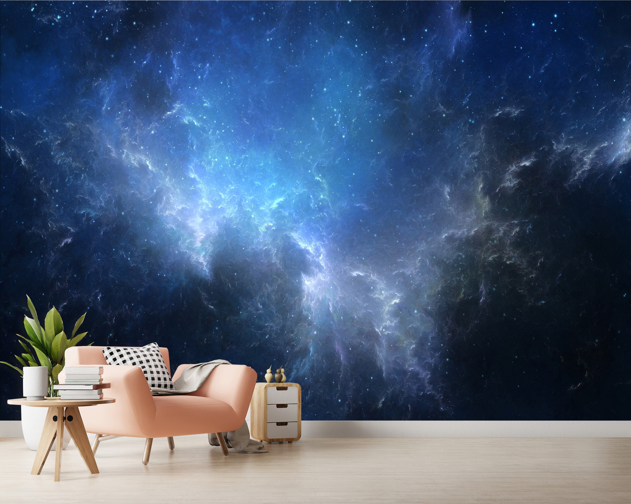 Space Wallpaper Peel and Stick Space Wall Mural for Living Room Blue ...