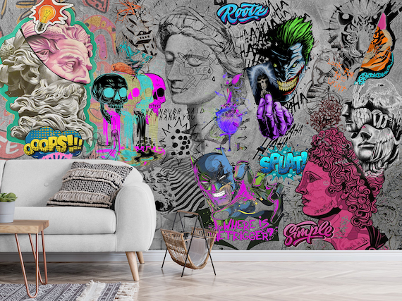 Original Abstract Graffiti Collage Wall Mural Wallpaper Modern Wall Art Street  Art Wallpaper Graffiti Art Peel and Stick Adhesive Wallpaper -  Norway