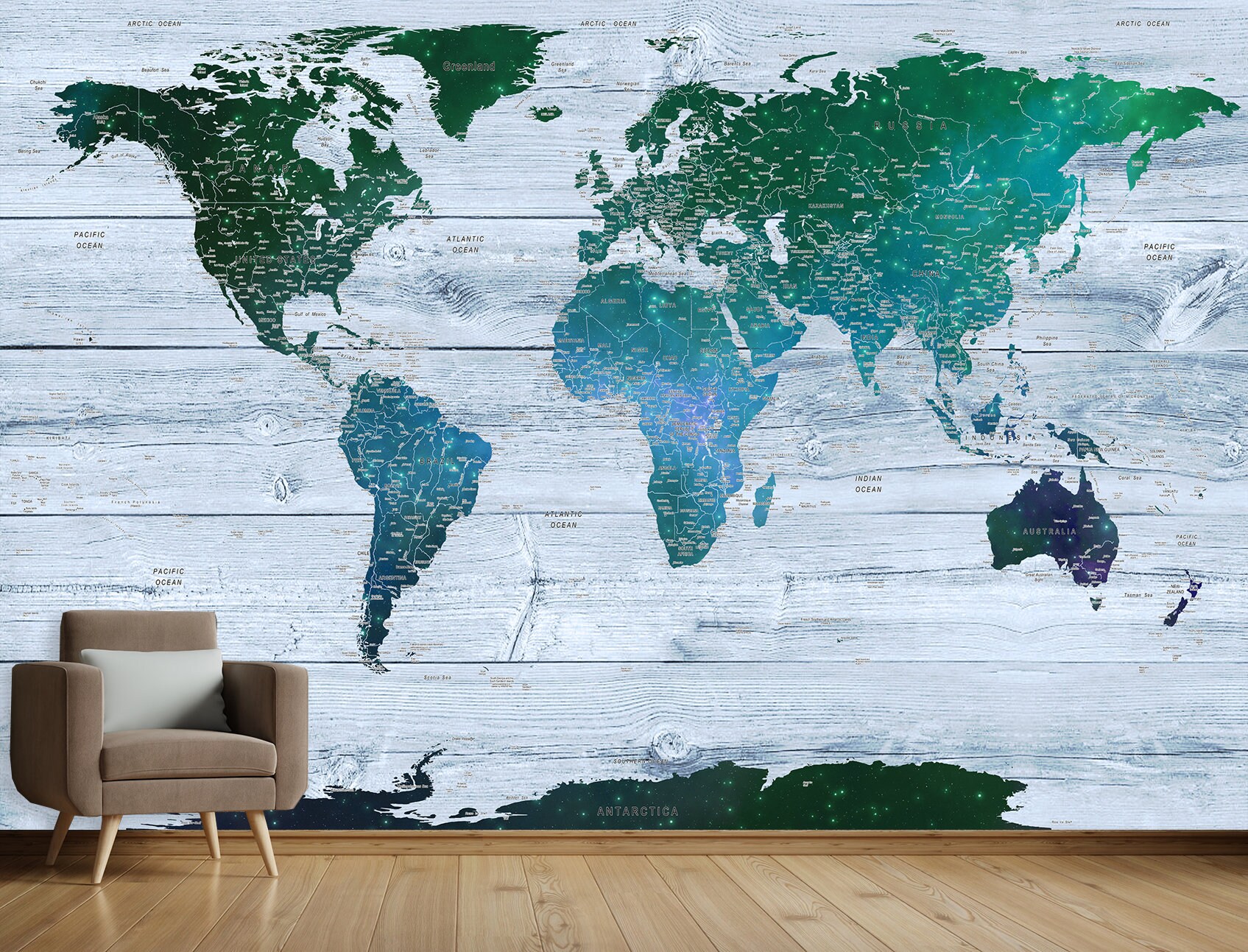 mural world map decor wallpeper peel and stick wall mural map etsy