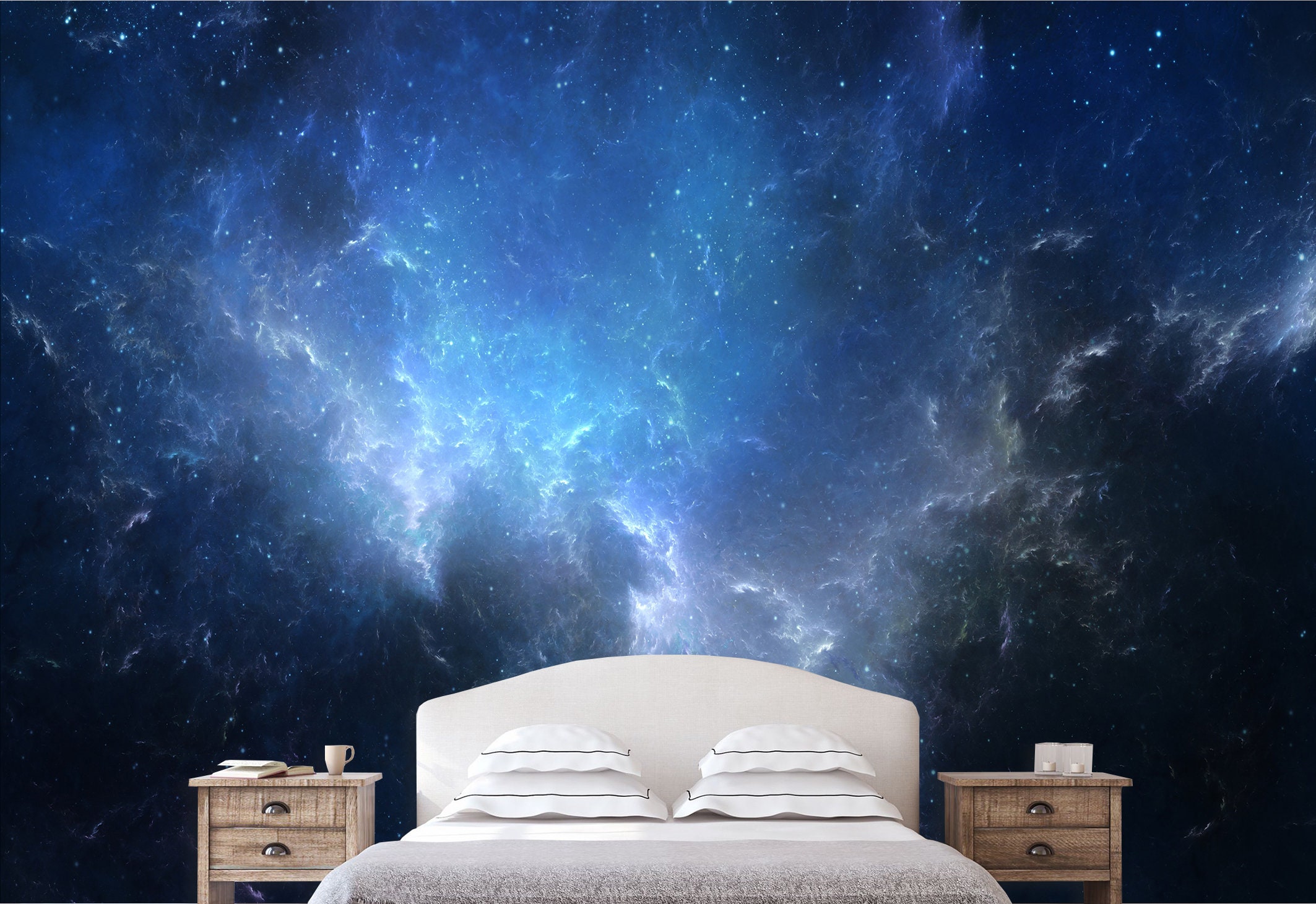 Space Wallpaper Peel and Stick Space Wall Mural for Living Room Blue ...
