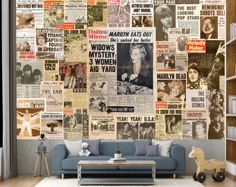 Creative Vintage Journal Wallpaper Newspaper Collage News Etsy