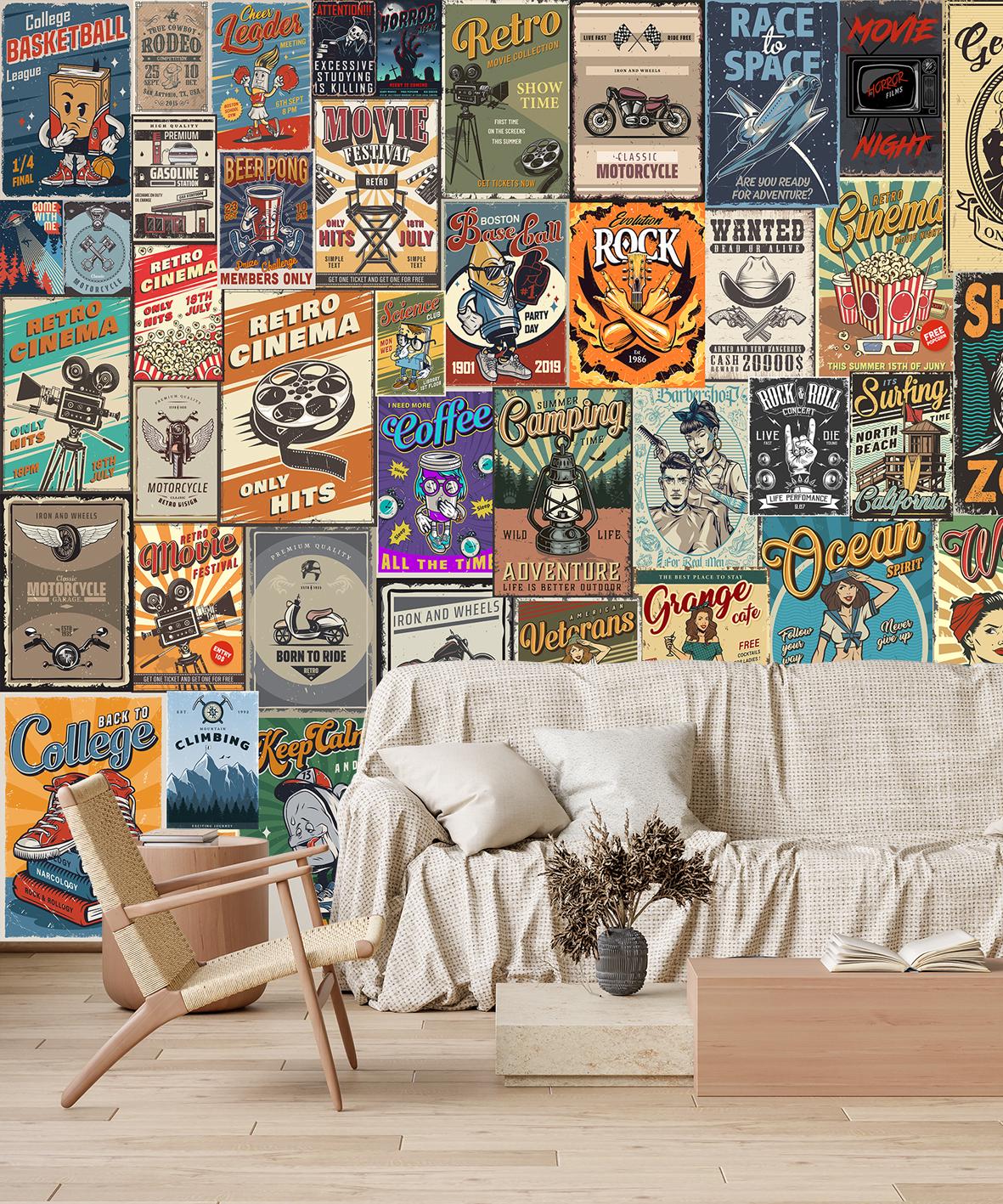 レトロポップアートオリジナルポスター壁紙 剥がして貼るだけ