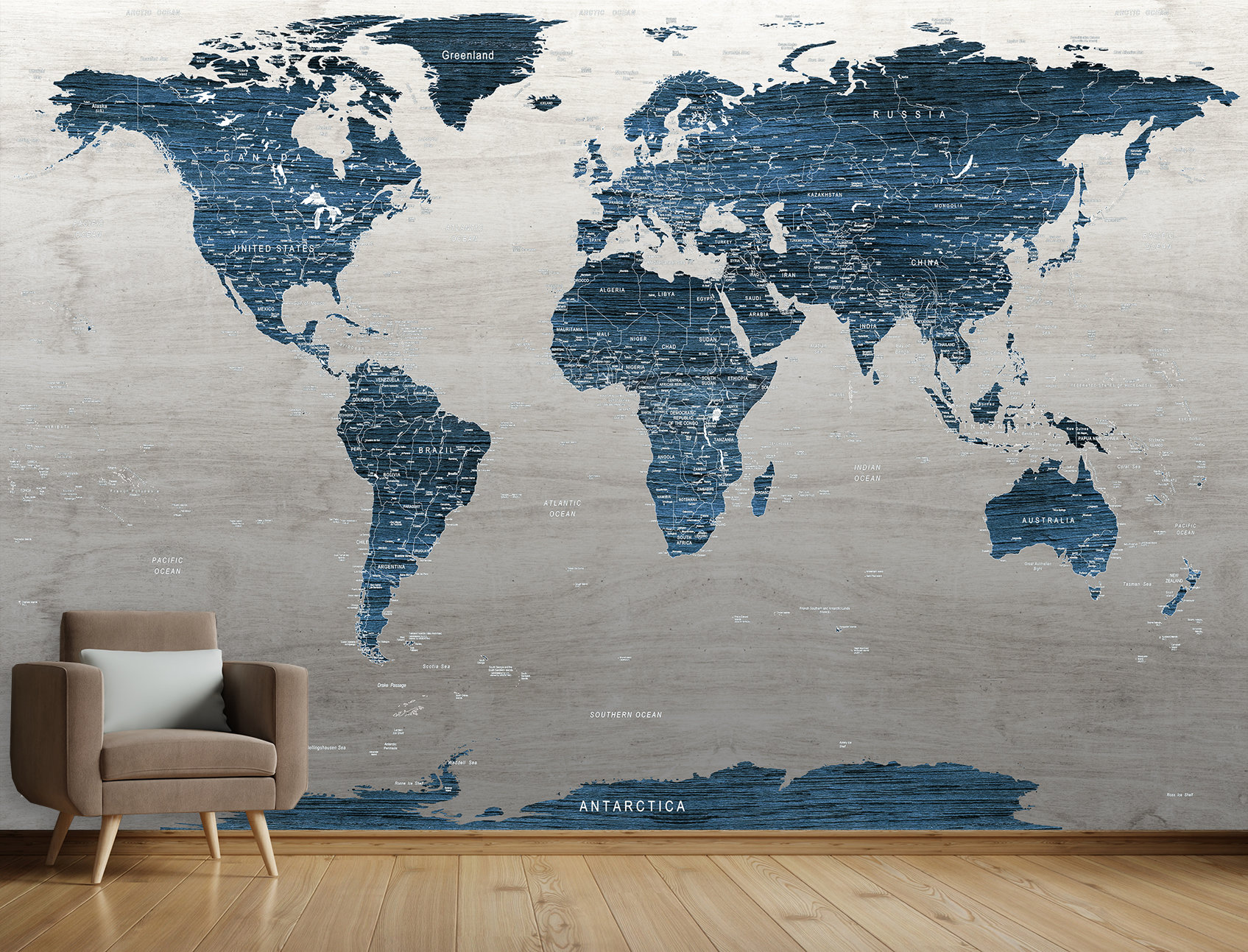 Mural World map Extra large Peel and Stick Wall art Wallpaper Etsy