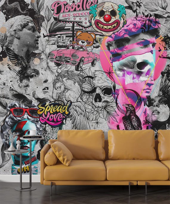 アーバンストリートアート壁紙 グラフィティ ネオン＆ヴェイパー