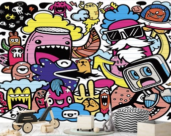 Behang Graffiti Street Art - Peel & Stick kinderkamerdecoratie
