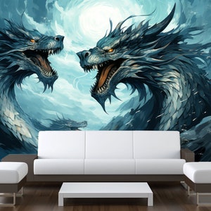 Japanese Dragon Asian Wallpaper Wall Mural Chinese Dragon Modern Peel and Stick Self Adhesive Art