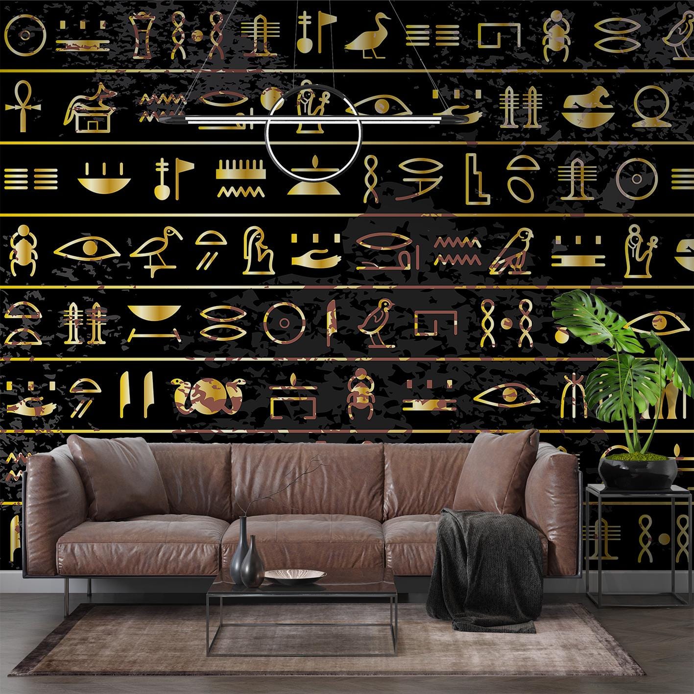 エジプト象形文字壁紙 古代エジプトパピルスと金の壁アート壁画