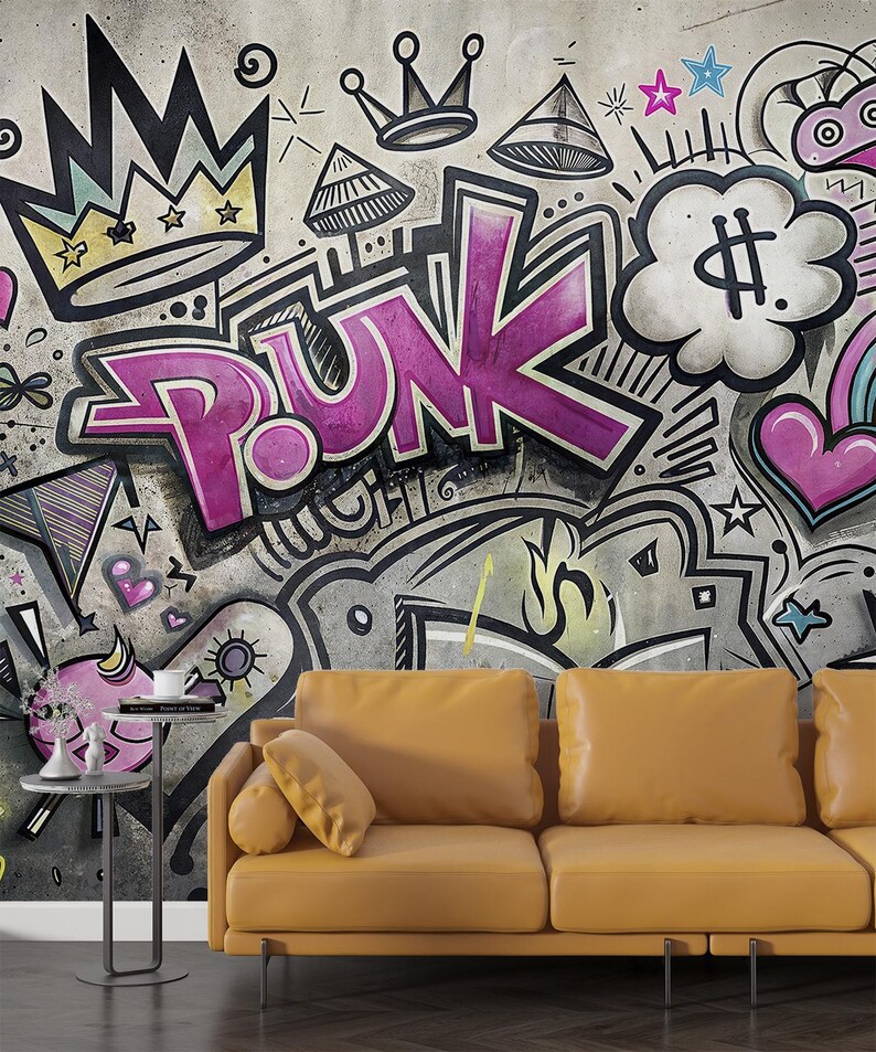 Grunge Street Art Graffiti Wallpaper Peel and Stick & Mural Wall Art ...