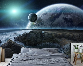 Mural Nebula Peel and Stick Space Wall mural for living room & Decor home and office Gift ideas Planet wallpaper Starry sky wall interior