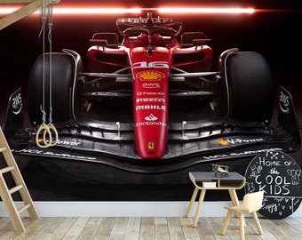 Papel de parede de carros de corrida de Fórmula 1 e mural de parede de corrida de carros esportivos de supercarros de Fórmula 1, decoração autoadesiva descascável e adesiva