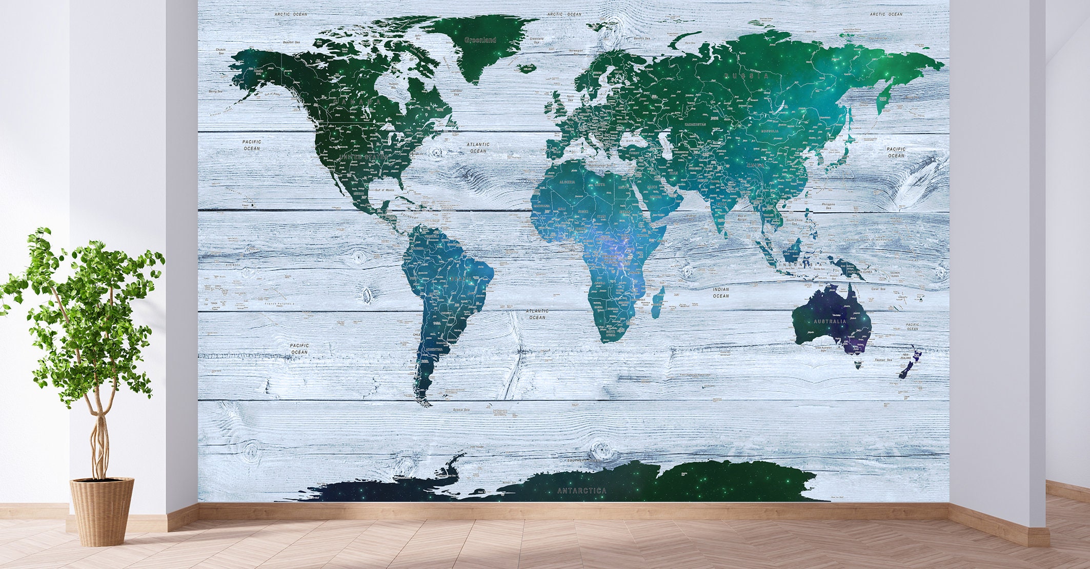 Mural World map decor Wallpeper Peel and stick wall mural Map  Etsy