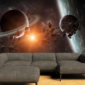 Planeten & Weltraum Tapete Nebelfleck mit Sternenhimmel Wandbild Schälen und Aufkleben Saturn Fotodekor Geschenk Wohnzimmer Tapete