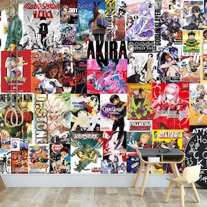 Fumetti Cartoni animati Carta da parati e murale Anime Manga Collage Film Stacca e attacca Anime Arte murale Carta da parati Decorazione murale Sala giochi