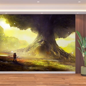 Legende von Zelda Ocarina of Time Wandbild Wandkunst & Tapete Gaming Schälen und aufkleben Spielzimmerdekor Videospielkunst Kinderdekorzimmer