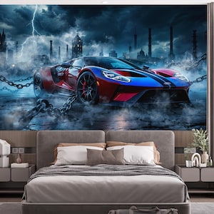 Supercar Wallpaper Ford Stampa murale Auto sportiva Fotomurales Carta da parati Ragazzi Adolescenti Camera dei bambini Carta da parati murale Idea regalo fantastica Carta da parati auto