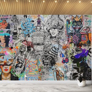 Wallpaper Streat Art  Urbanism Graffiti & Mural Modern Urban Style Wall Art Pop Art Collag Statues Peel and Stick Decor