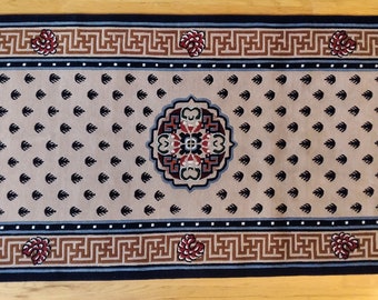 Handmade Tibetan Rug, Central Medallion Floral Design, 3'x6'3"