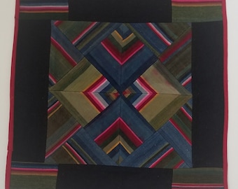 Vintage Tibetan Patchwork Wall Hanging, Hand Woven Textile Art