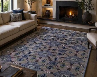 Hand Woven Tibetan Rug, Silk & New Zealand Wool, Mini Mandala Design