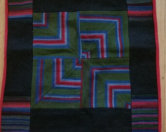 Vintage Tibetan Tapestry, Ladies Apron Patchwork, Asian Wall Decor
