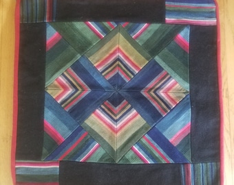 Vintage Tibetan Patchwork Tapestry, Asian Textile Wall Decor