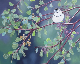 Dubbelversperde Finch origineel olieverfschilderij