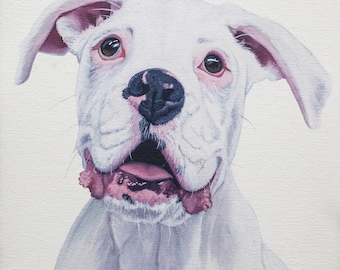 Boxer huisdier portret origineel olieverfschilderij