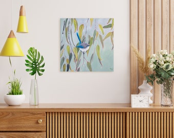 A Splendid Day - Origineel olieverfschilderij - Splendid Blue Wren