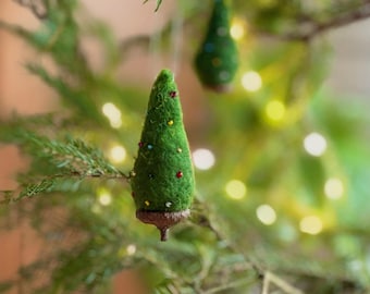 Hand-felted Christmas tree ornaments – Mini Christmas tree | Christmas decorations, tree ornaments, gift tags, handmade