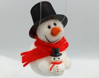 Hand-felted snowman – Winter decoration figure Snowman Mini Me | Felt Christmas tree decoration