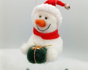 Hand-felted snowman – winter decoration figure Santa Claus | Felt Christmas decoration tree ornament
