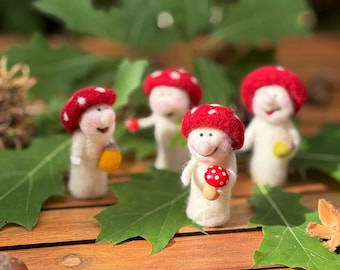 Felt Mushroom Figurine, Red Fly Agaric – Hand-felted Fly Agaric Figurine, Mushroom Creature | Forest Decor, Autumn Figurine, Mushroom Man, Nature Fairy Tale
