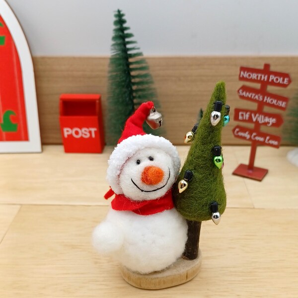 Hand-felted snowman – winter decoration figure Santa Claus Christmas tree | Felt decoration Christmas elf door accessories