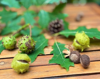 Felted chestnut – Hand-felted autumn decoration | Natural decoration, felt decoration, autumn scatter decoration, woodland table decoration, DIY craft