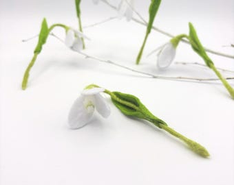 Schneeglöckchen aus Filz – Handgefertigte Blumen | Dekoration, Geschenk Frühling