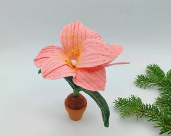 Amaryllis, Topf, Mini,  Filz, Handarbeit