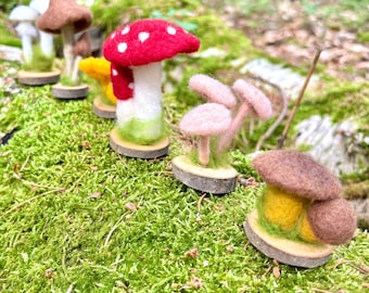 Forest Felt Mushroom – Hand-felted Mushrooms | Autumn Table Decoration, Seasonal Table, Waldorf, Nature Decoration, Autumn Decoration, Fly Agaric, Porcini Mushroom