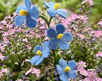 Vergissmeinnicht aus Filz – Handgefertigte Blumen | Dekoration, Geschenk Frühling