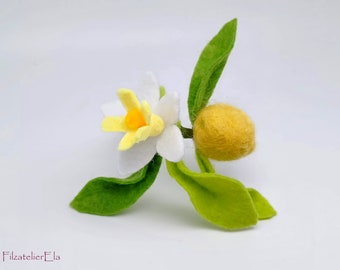 Zitrone, Filz Blüte, Handarbeit, Tischschmuck