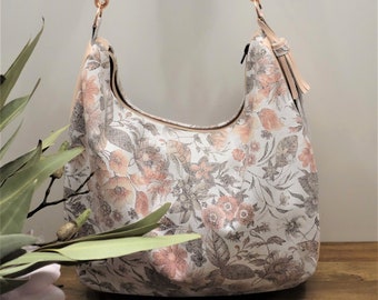 Hobo bag made of floral smooth leather