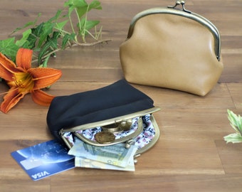 Leather clip wallet with inner wallet