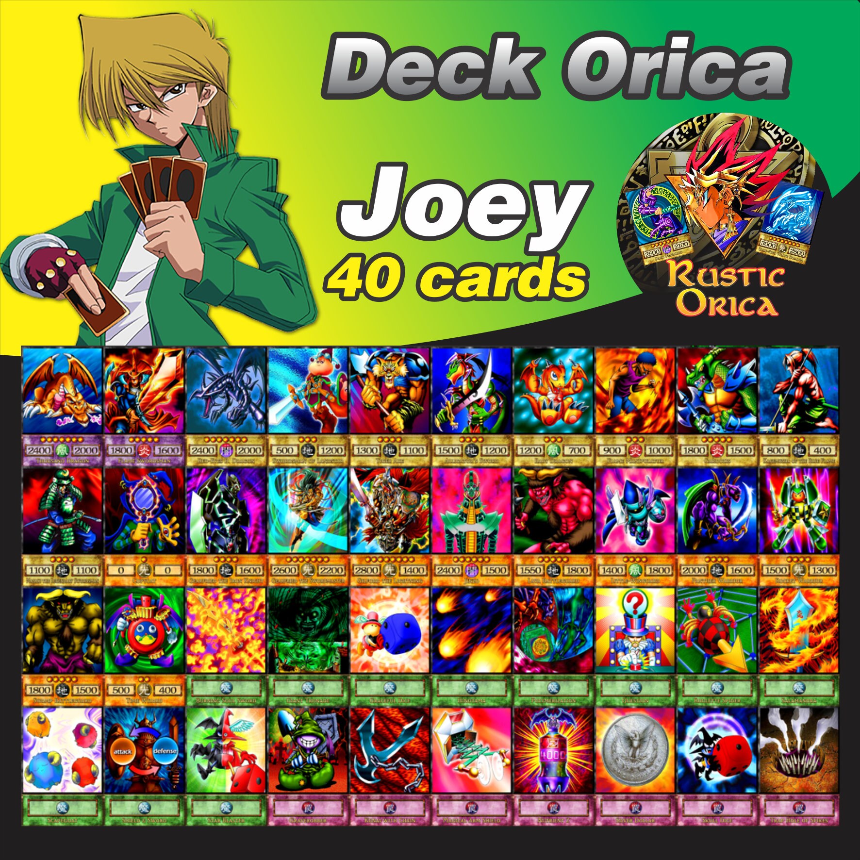Joey Wheeler Deck 40 Karten Orica Anime oder TCGEN Yugioh Etsy