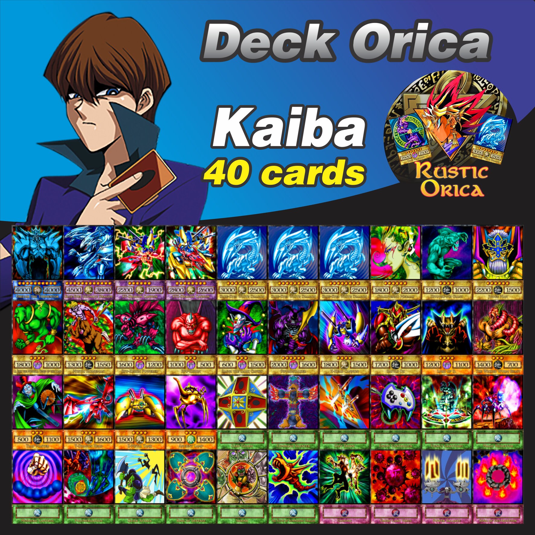 Seto Kaiba Deck 40 Karten Orica Anime oder TCGEN Yugioh Duell Etsy
