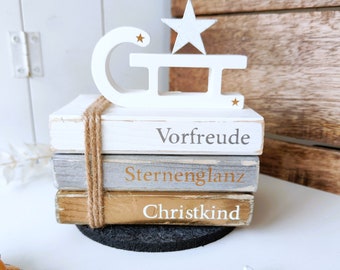 Wooden books "Dear Christ Child" - set of 3 | Etagere decoration | Etagere Christmas | Country style | Decorative books | American Christmas